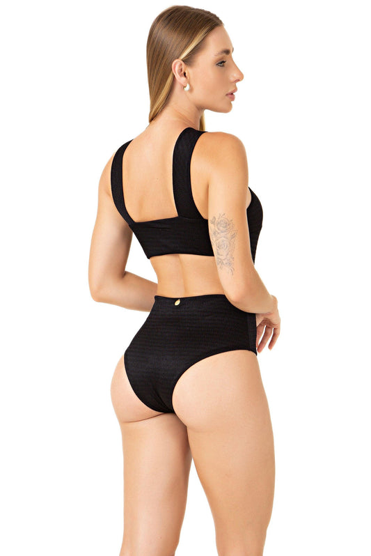 Chic and Elegant Black Crossover Swimsuit - Usay Buy 